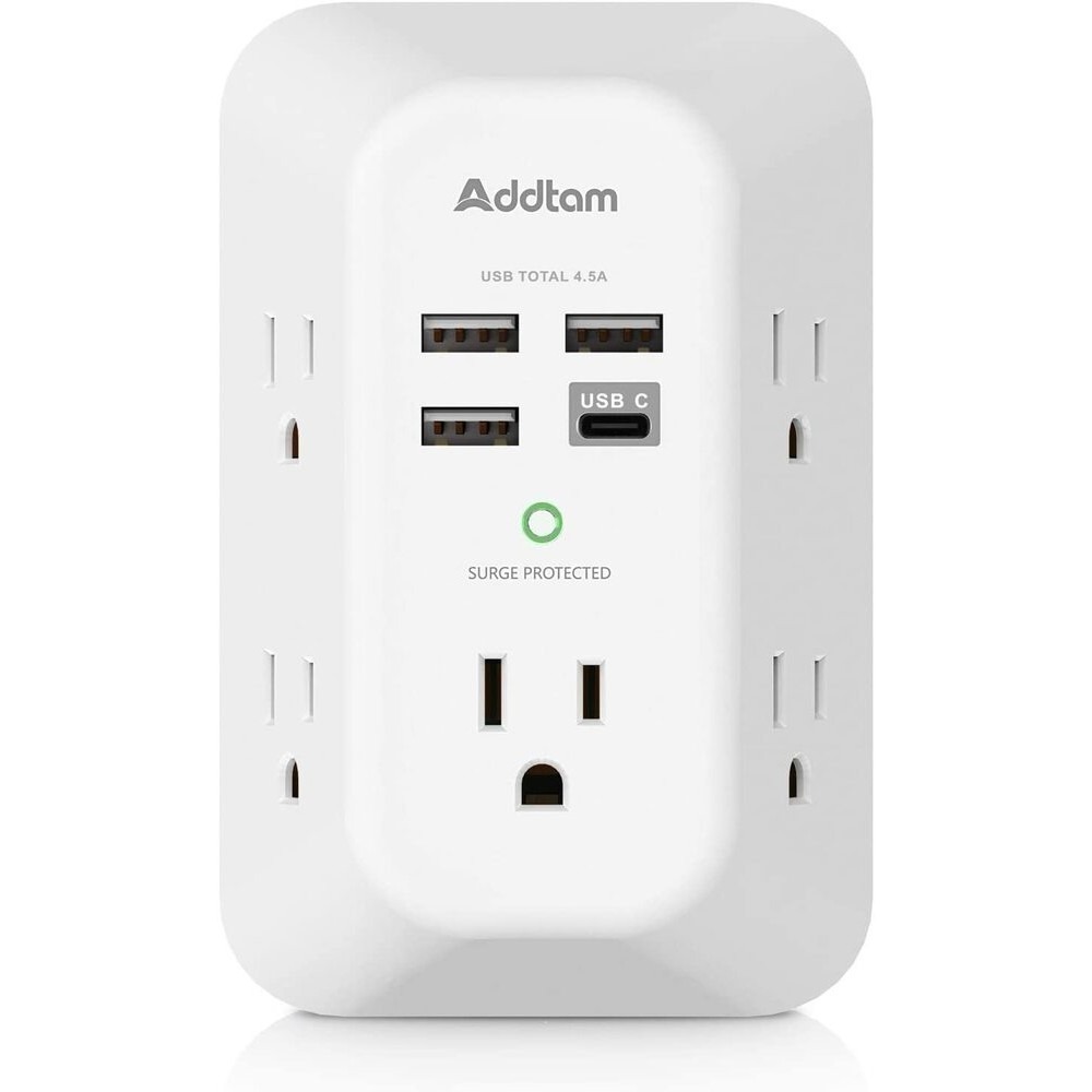 【雷恩精選】全新現貨 美國 Addtam USB-C 壁式充電器 電湧保護 3A-4.5A 5插座 4USB-細節圖5