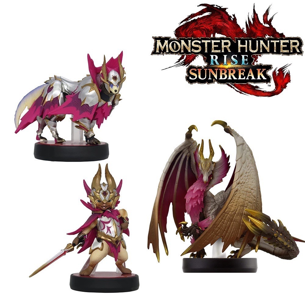 【東晶電玩】 amiibo 公仔 魔物獵人崛起 破曉 爵銀龍 爵銀龍貓 爵銀龍犬 三隻1組-細節圖2