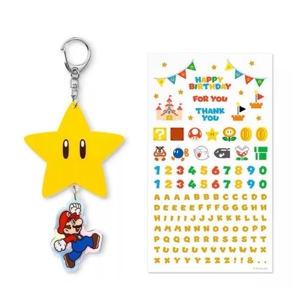 【東晶電玩】超級瑪利歐裝飾吊飾 無敵星星/超級星星 含貼紙-細節圖2