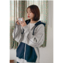 預購 💗 韓國品牌 Muahmuah 拼色 方標 刷毛連帽外套-規格圖7