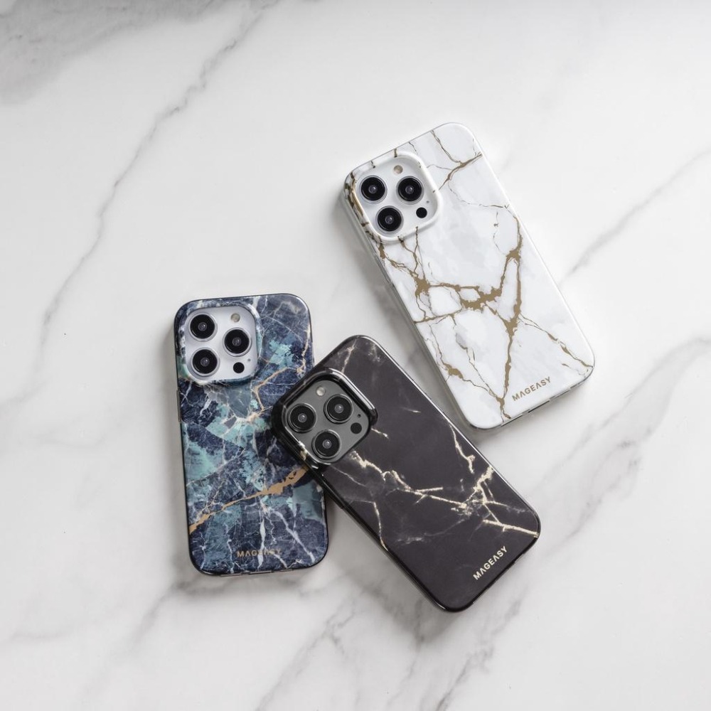 MAGEASY 魚骨牌  iPhone 14 Marble 大理石軍規防摔手機殼(支援MagSafe)-細節圖9