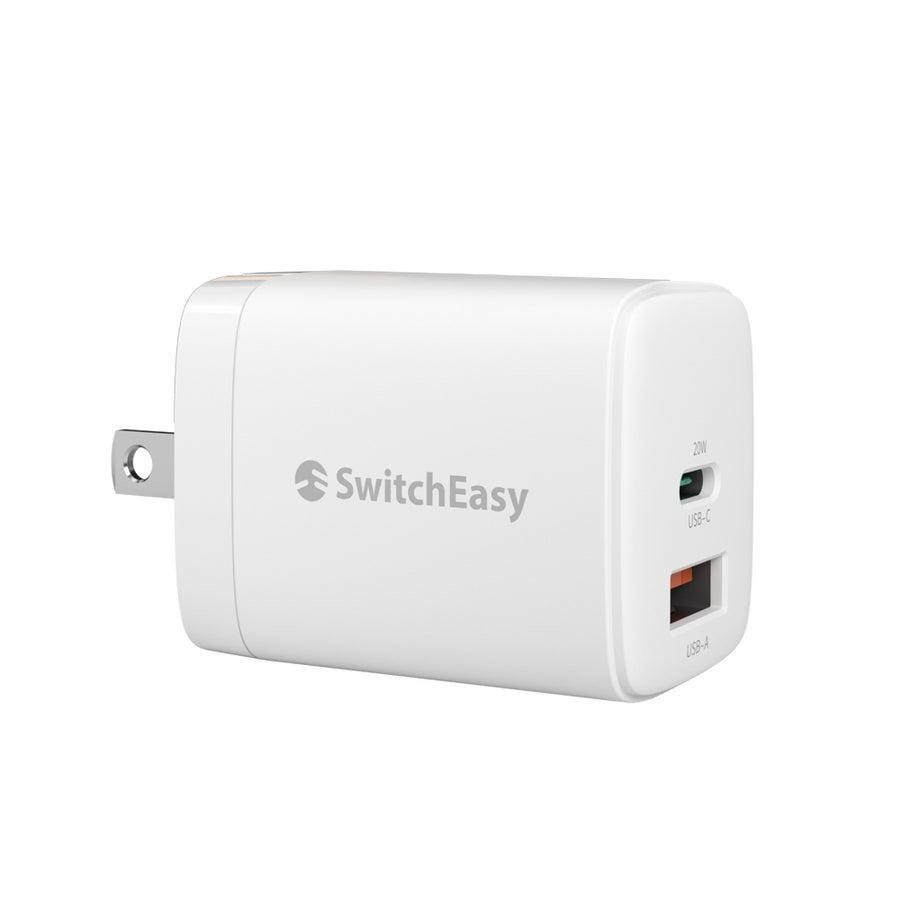 SwitchEasy 魚骨牌  PowerBuddy 20W 快充充電器 雙孔 Type-A+Type-C (三年保固)-細節圖2