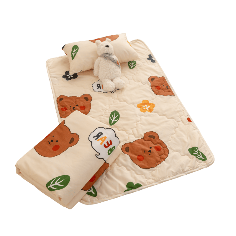 【夢境】兒童睡墊 三件組 幼稚園午睡首選 舒柔棉/睡墊/睡袋/2-8歲/快速收納/方便攜帶 - 布朗熊-細節圖2