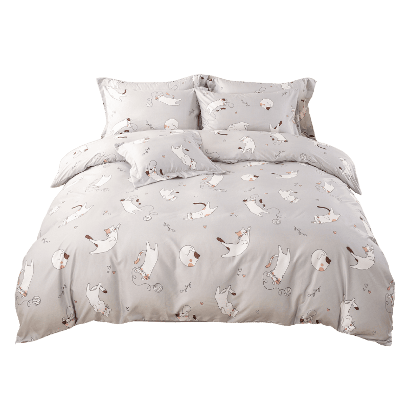 【夢境】MIT 舒柔棉床包組 床包枕套 被套 鋪棉兩用被組 - 可愛貓咪-細節圖2