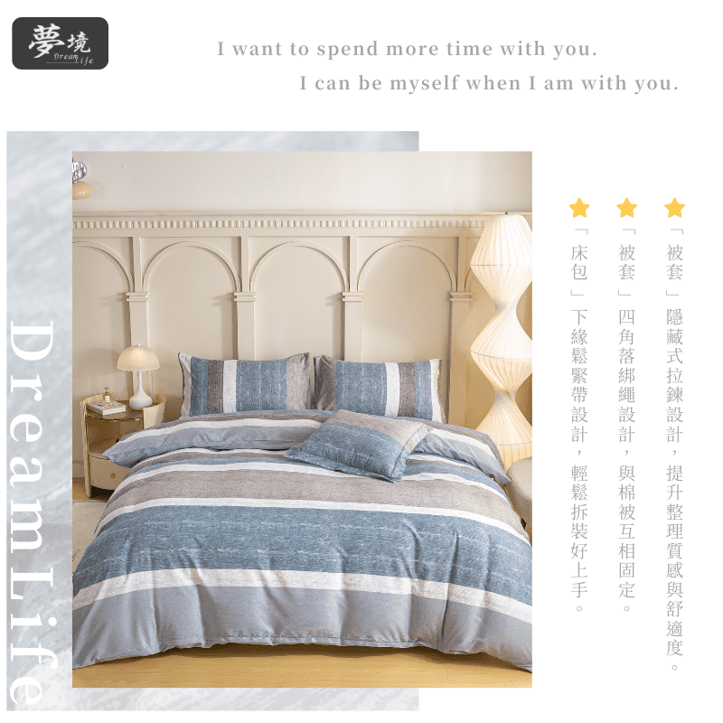 【夢境】MIT 舒柔棉床包組 床包枕套 被套 鋪棉兩用被組 - 流光軌跡-細節圖4