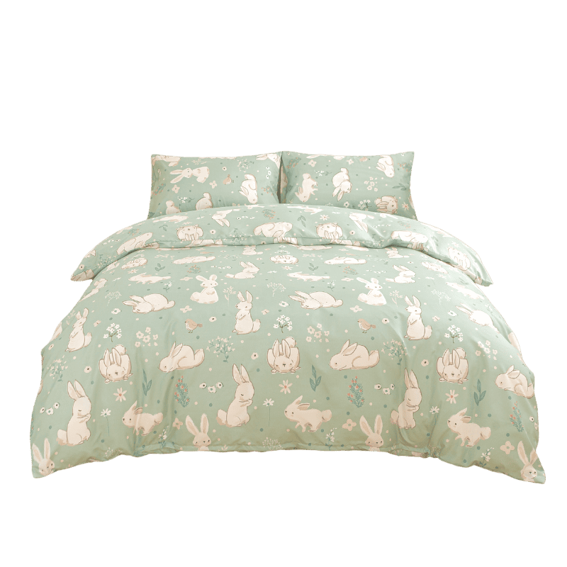 【夢境】MIT 舒柔棉床包組 床包枕套 被套 鋪棉兩用被組 - 兔寶貝-細節圖2