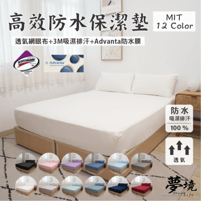 【夢境】台灣製 100%防水 保潔墊 x 3M吸濕排汗專利技術 多色可選 單人/雙人/加大/特大/床包式/床單/戒尿布