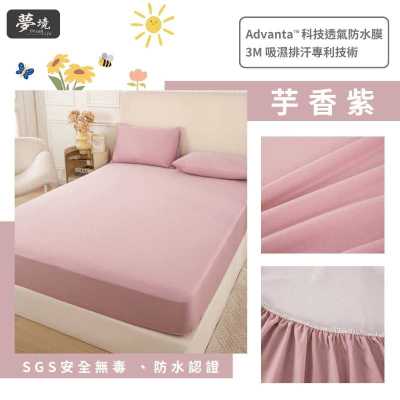 【夢境】台灣製 100%防水 保潔墊 x 3M吸濕排汗專利技術 多色可選 單人/雙人/加大/特大/床包式/床單/戒尿布-規格圖9