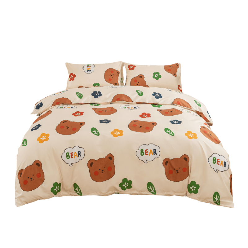 【夢境】MIT 舒柔棉床包組 床包枕套 被套 鋪棉兩用被組 - 布朗熊-細節圖2