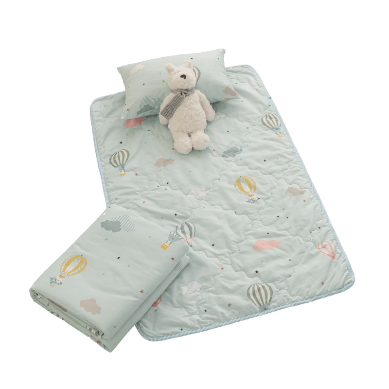 【夢境】兒童睡墊 三件組 幼稚園午睡首選 舒柔棉/睡墊/睡袋/2-8歲/快速收納/方便攜帶 - 熱氣球-細節圖2