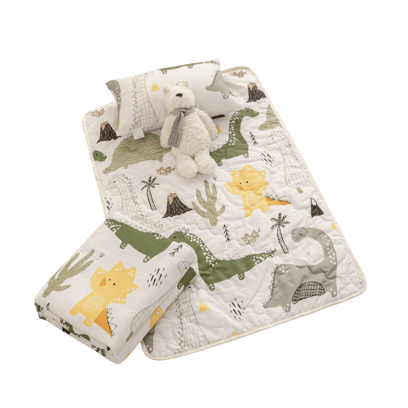 【夢境】兒童睡墊 三件組 幼稚園午睡首選 舒柔棉/睡墊/睡袋/2-8歲/快速收納/方便攜帶 - 恐龍帝國-細節圖2