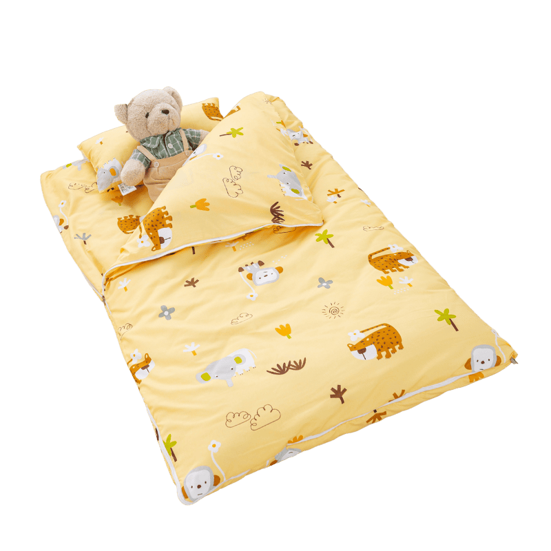 【夢境】兒童睡袋 三件組 幼稚園午睡首選 舒柔棉/睡墊/睡袋/2-8歲/快速收納/方便攜帶 - 金色草原-細節圖2