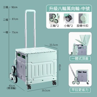 🚀蝦店隔日到貨🔥臺灣現貨 可登機購物推車 露營收納推車 折疊購物車置物推車 摺疊手推車 買菜車 行動手拉車 露營收納-規格圖8