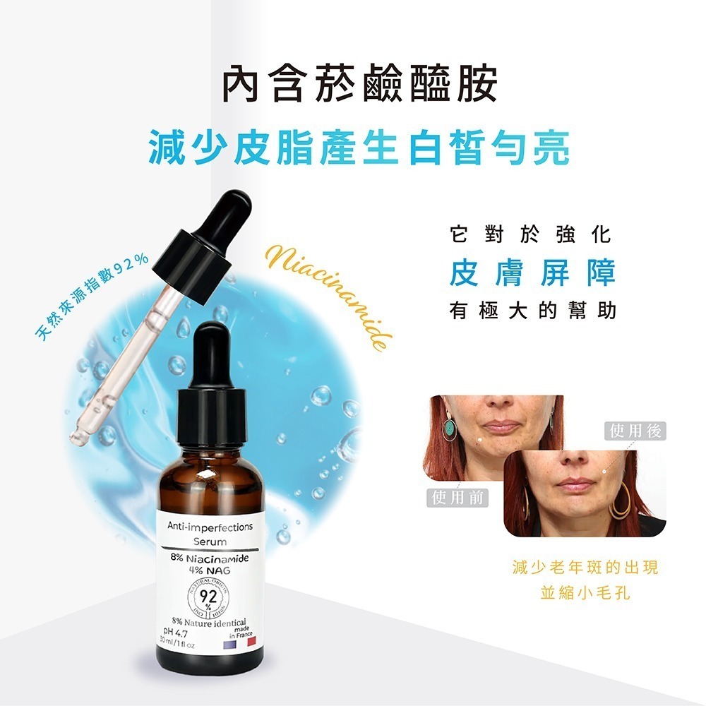 【OLAE】法國 菸鹼醯胺8%+N-乙醯葡萄糖胺4% 精華液 30ml-細節圖3