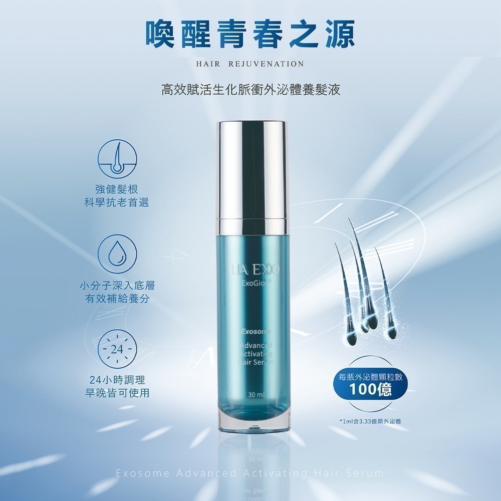 【LA EXO】高效賦活生化脈衝外泌體養髮液 30ml 100億外泌體 修復肌膚 台灣製-細節圖2