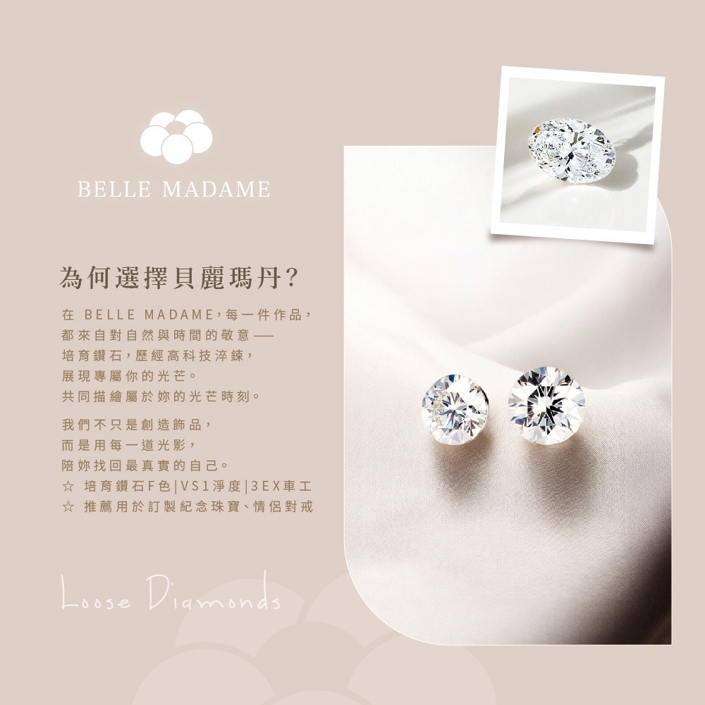 心映光芒 30分培育真鑽 裸鑽【BÉLLE MADAME Diamond】-細節圖2
