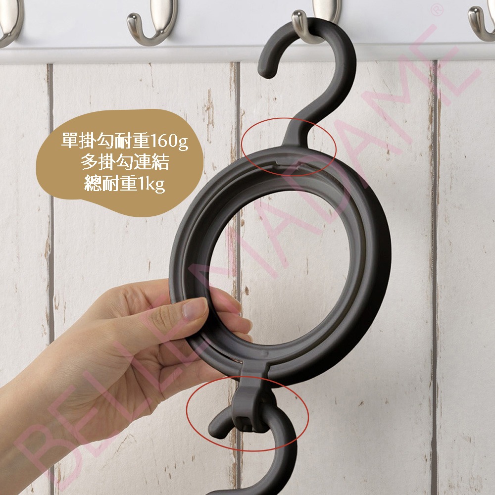 【inomata】帽子圍巾收納掛架 白色 可連結-細節圖4