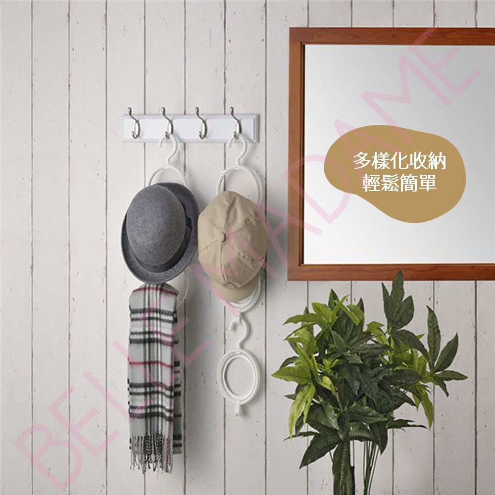 【inomata】帽子圍巾收納掛架 白色 可連結-細節圖5