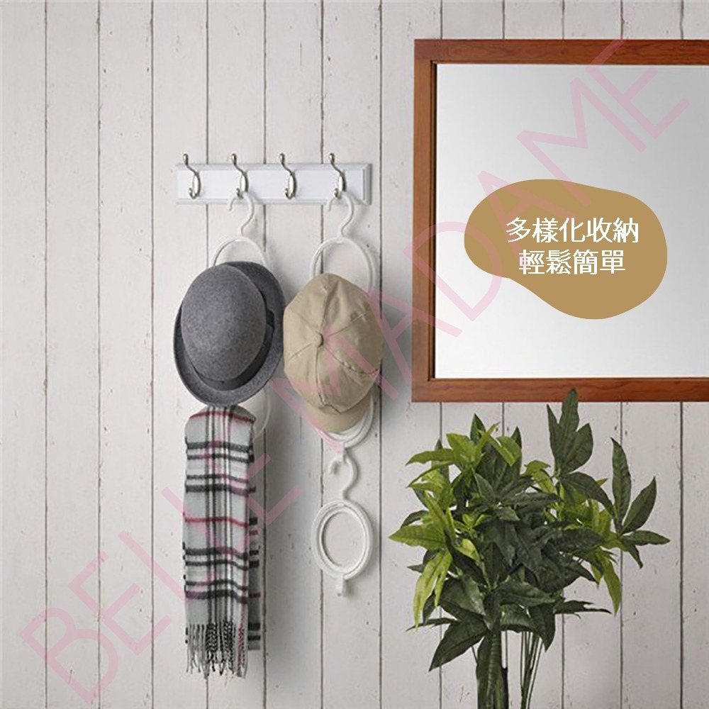 【inomata】帽子圍巾收納掛架 白色 可連結-細節圖5