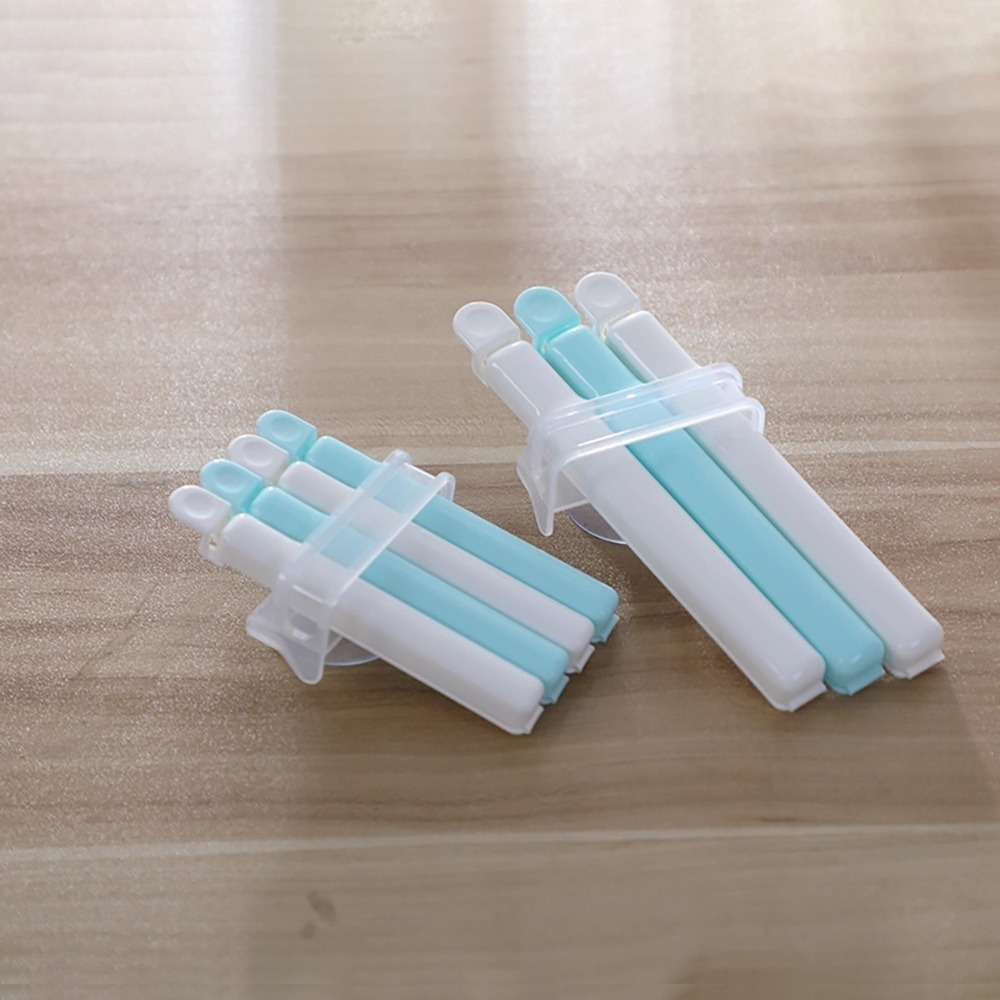 【日本inomata】藍白密封夾 L/入日本製 食物密封夾 保鮮密封夾 附吸盤收納架 日本雜貨-細節圖10