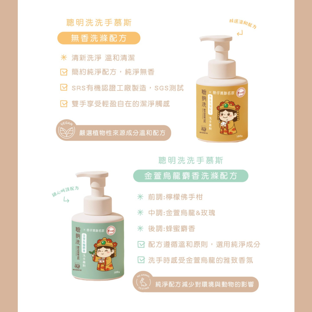 【WASHWISE 聰明洗】巷仔媽祖〝洗免驚〞步步平安洗手慕斯禮盒 友善環境 愛護地球-細節圖4