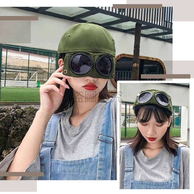 🔥網紅爆款🔥飛行員棒球帽 墨鏡棒球帽 遮陽帽 墨鏡帽 眼鏡帽子 鴨舌帽 太陽眼鏡  遮陽眼鏡 貓耳朵帽子 飛行員-細節圖5