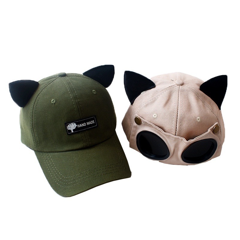 🔥網紅爆款🔥飛行員棒球帽 墨鏡棒球帽 遮陽帽 墨鏡帽 眼鏡帽子 鴨舌帽 太陽眼鏡  遮陽眼鏡 貓耳朵帽子 飛行員-細節圖7