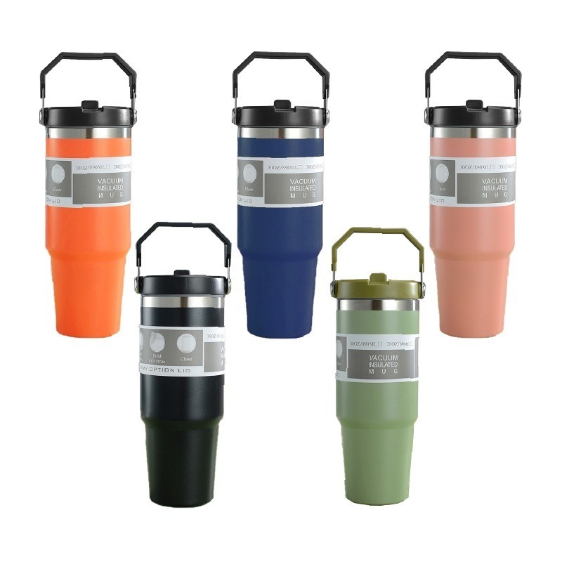 🔥超低價🔥冰霸杯 直飲冰霸杯  不鏽鋼保溫杯 車用保溫杯 車用吸管杯 保冷杯 咖啡杯 保溫杯 手提冰壩杯-細節圖2