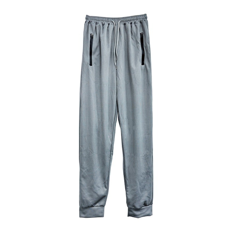 🔥升級拉鍊款🔥網眼冰絲9分運動褲 網眼慢跑褲 高彈力運動長褲 涼感運動褲 束口褲 素面運動長褲 彈性腰帶運動褲-細節圖2