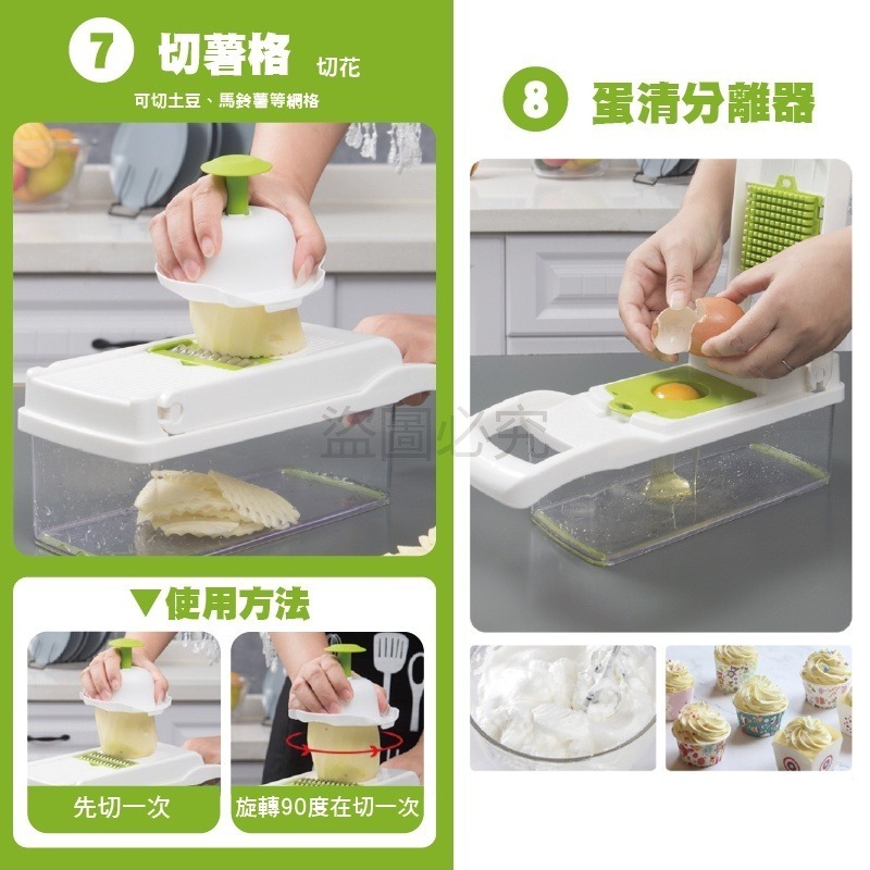 🔥台灣現貨🔥多功能切菜神器備料 切丁刨絲 廚具 多功能蔬果處理器 切菜器 料理器 切片切丁 切絲器 切菜器15件組-細節圖8