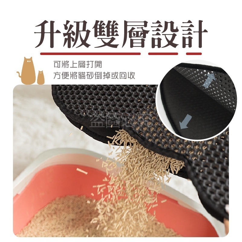 ✨台灣發貨✨雙層貓砂墊 蜂巢漏砂墊 加大貓砂墊 U型貓砂墊 雙層防水墊 集貓砂 落沙墊 集砂 收集貓砂 防水防滑 漏砂墊-細節圖6