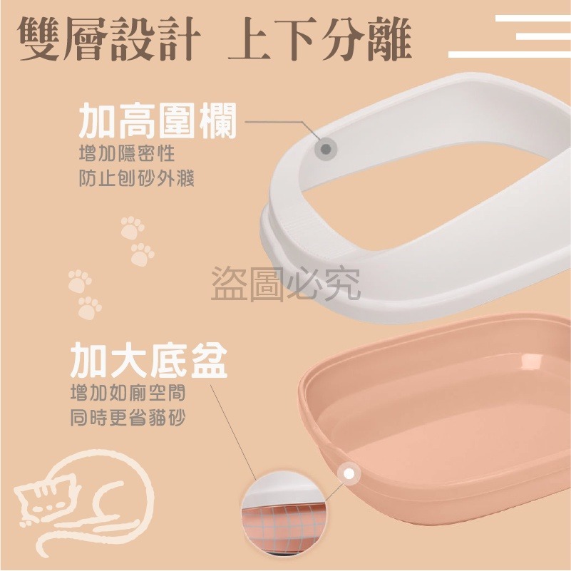 🔥台灣發貨🔥附貓砂鏟🔥半封閉式貓砂盆 北歐色系貓砂盆加高護欄 阻擋貓砂貓便盆 貓咪廁所 防噴濺貓砂盆 貓砂盆-細節圖4