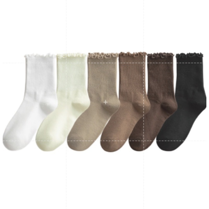 🔥INS爆款🔥木耳花邊襪 花邊堆堆襪 麻花系短襪 花邊襪 日系可愛襪 森林系襪 中筒襪 棉襪 女襪 襪子 女生中筒襪-細節圖2