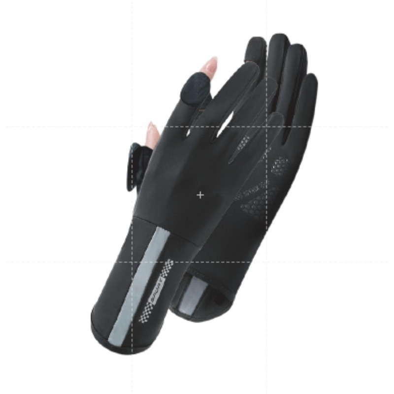 🔥加長防曬🔥冰絲涼感手套 冰絲防曬手套 防曬手套 冰絲手套 騎車手套 翻指觸控手套自行車手套 涼感手套 防滑手套-細節圖2