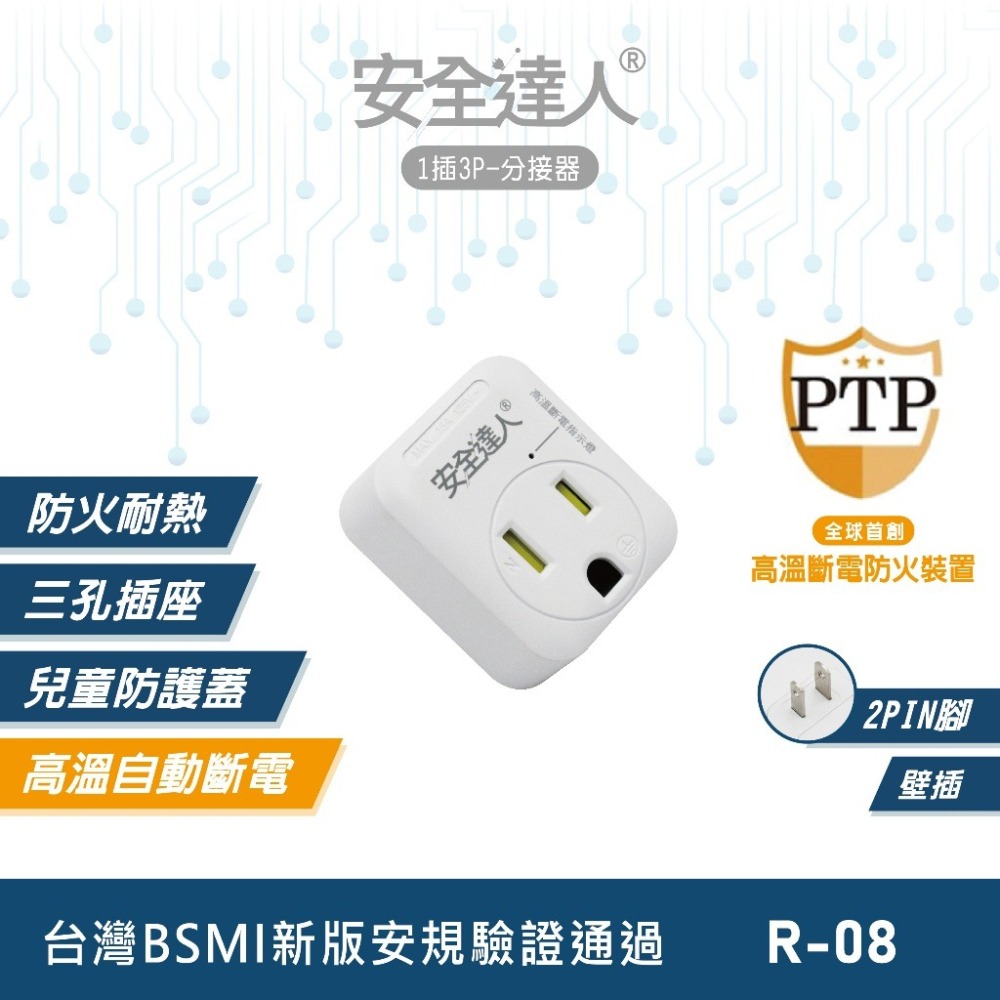 ✨溫控保護✨安全插座 插座 安全達人 居家必備 用電安全 防火材料 兒童防誤觸 安全防護蓋 延長線轉接 家用安全 轉接-細節圖2