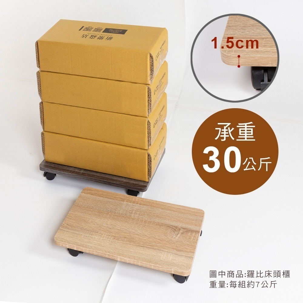 【祈樂森活】瓦力無邊框主機架 30x48公分 DIY組裝 木質移動架 E1低甲醛 二輪二煞 活動置物架 板車 台灣製造-細節圖2