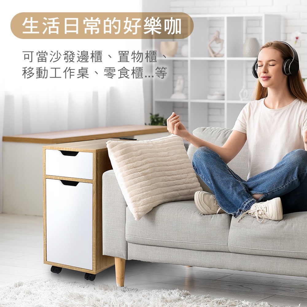【祈樂森活】樂咖單抽移動櫃 沙發櫃 置物櫃 儲物櫃 工作櫃 DIY組裝 台灣製造-細節圖8