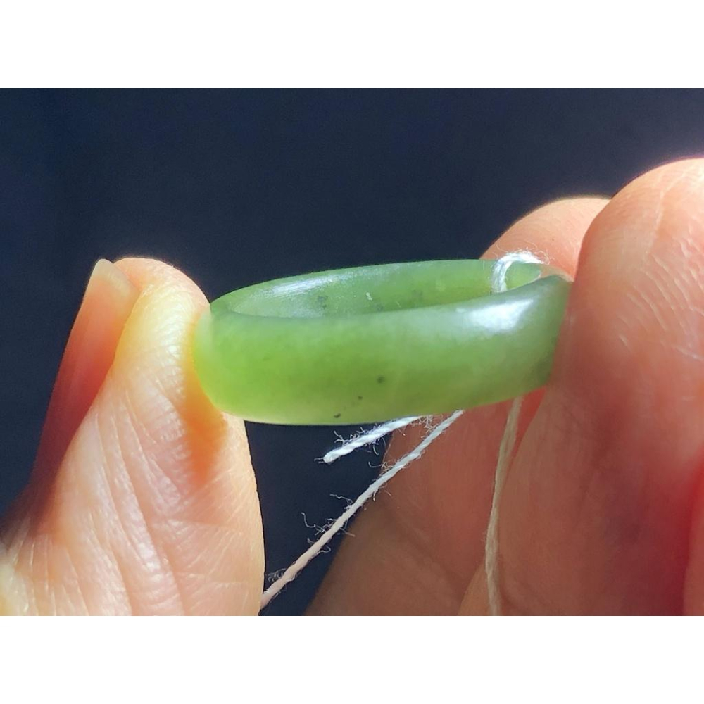 天然玉石軟玉和闐玉和田玉菠菜綠碧玉戒指指環玉戒珠寶玉石首飾飾品內徑16.4MM-細節圖3