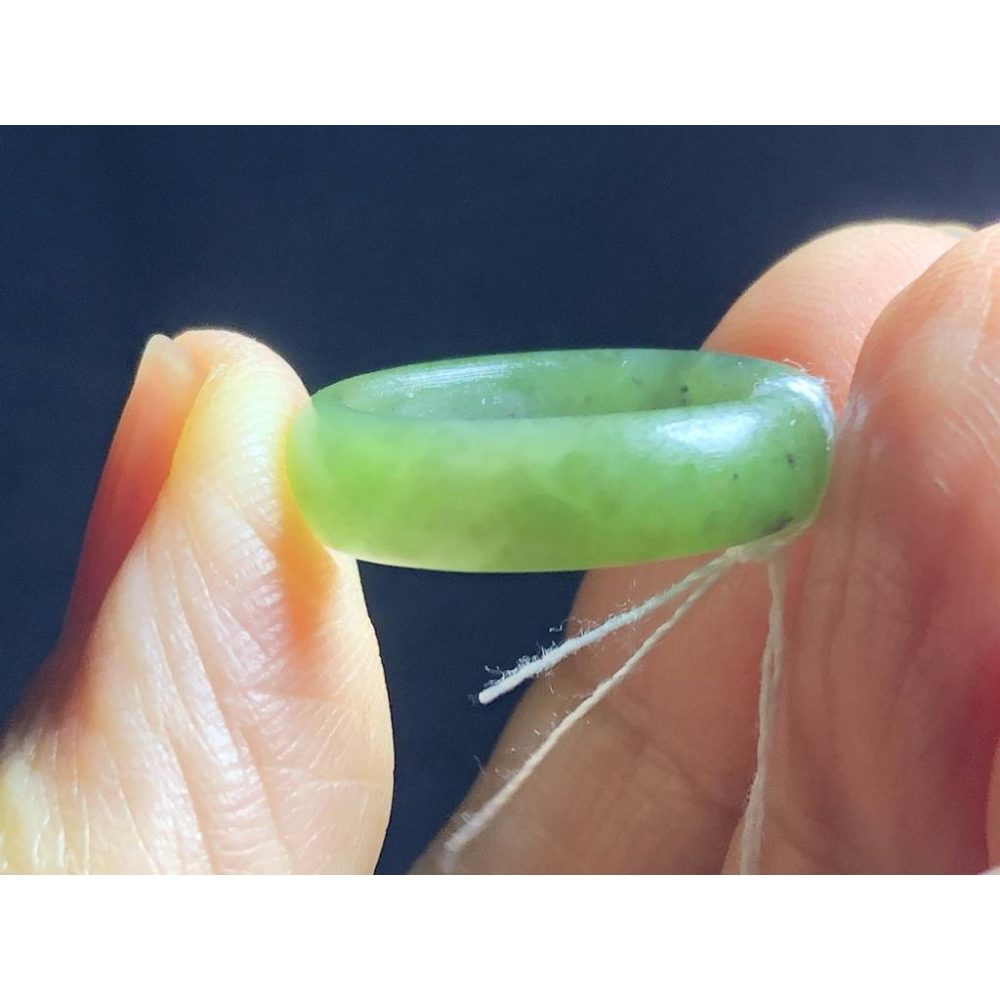 天然玉石軟玉和闐玉和田玉菠菜綠碧玉戒指指環玉戒珠寶玉石首飾飾品內徑16.4MM-細節圖4