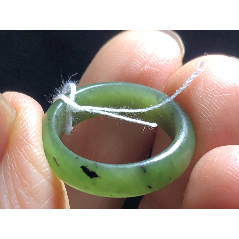 天然玉石軟玉和闐玉和田玉菠菜綠碧玉戒指指環玉戒珠寶玉石首飾飾品內徑16.4MM-細節圖7