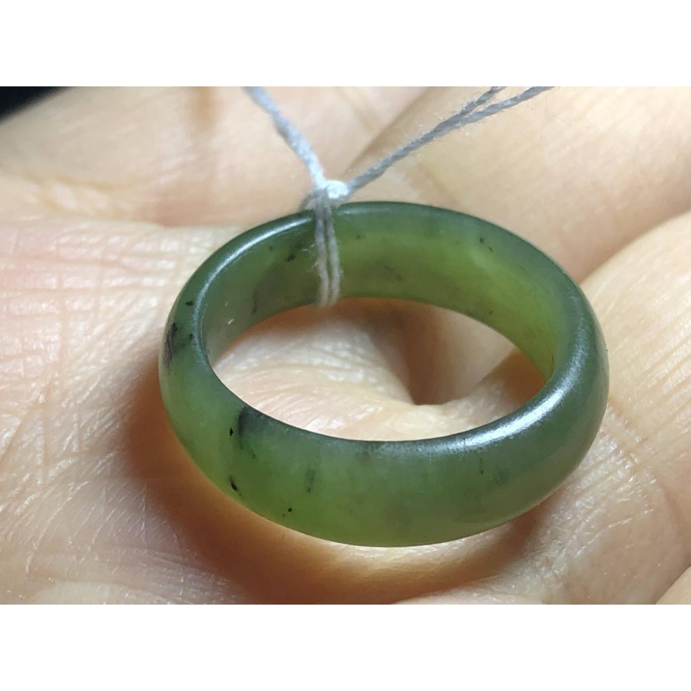 天然玉石軟玉和闐玉和田玉菠菜綠碧玉戒指指環玉戒珠寶玉石首飾飾品內徑16.4MM-細節圖9