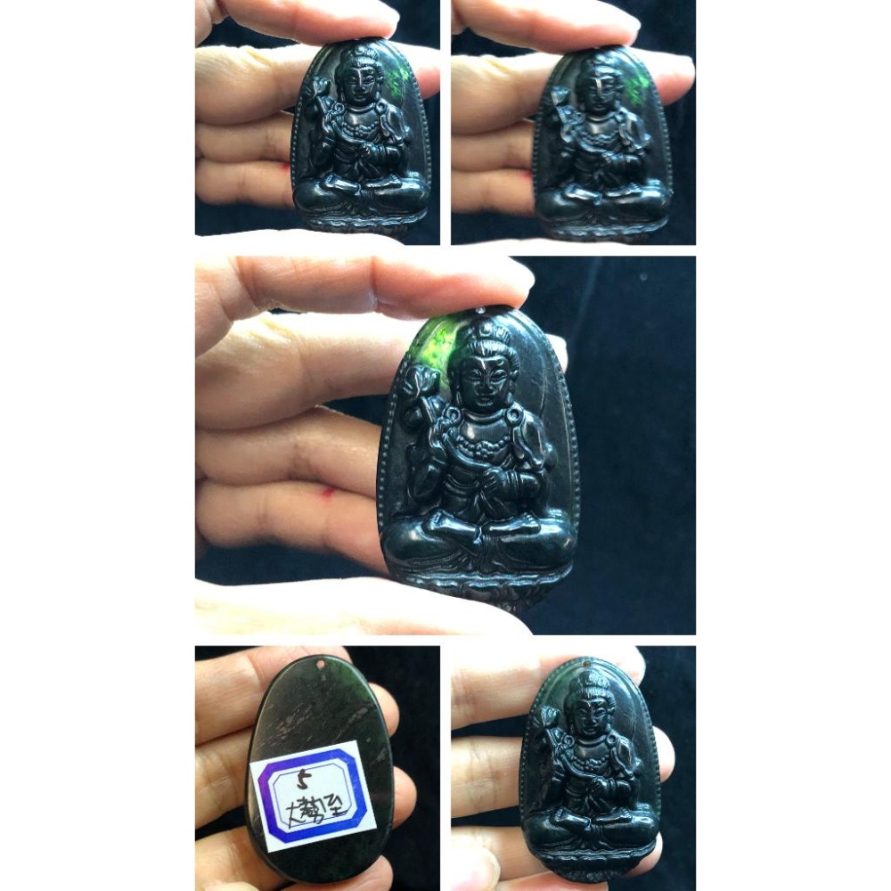 天然玉石活磁養生蛇紋石台灣墨玉十二生肖本命佛八大守護神玉佩墜子吊墜掛件藥王石文殊普賢-細節圖2