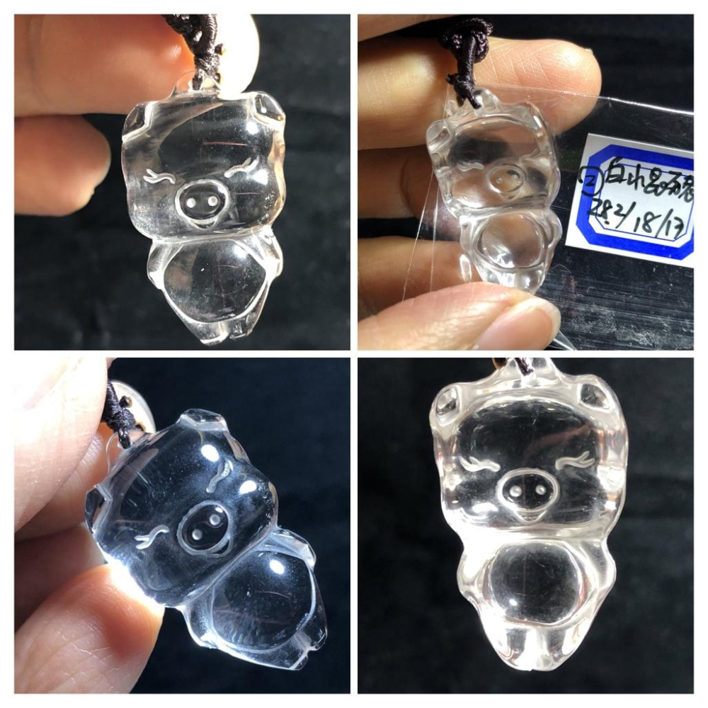 天然白水晶兔子玉兔福氣豬吊墜招財項鍊墜子掛件附銀鍊或掛繩-細節圖7