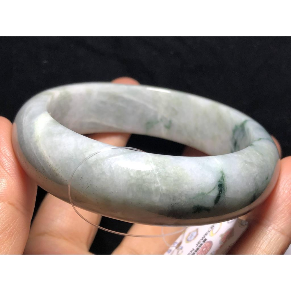 18.4圍帶證書天然玉石翡翠a貨緬甸玉藍紫色花飄豆種鐲子手鐲手環福鐲扁口鐲平安鐲飾品首飾珠寶-細節圖9