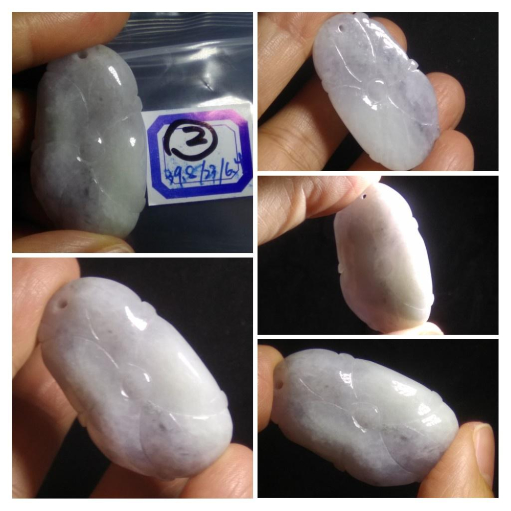 天然緬甸玉正品A貨如意竹節步步高升翡翠春帶彩紫羅蘭吊墜玉墜墜子掛件首飾飾品-細節圖3