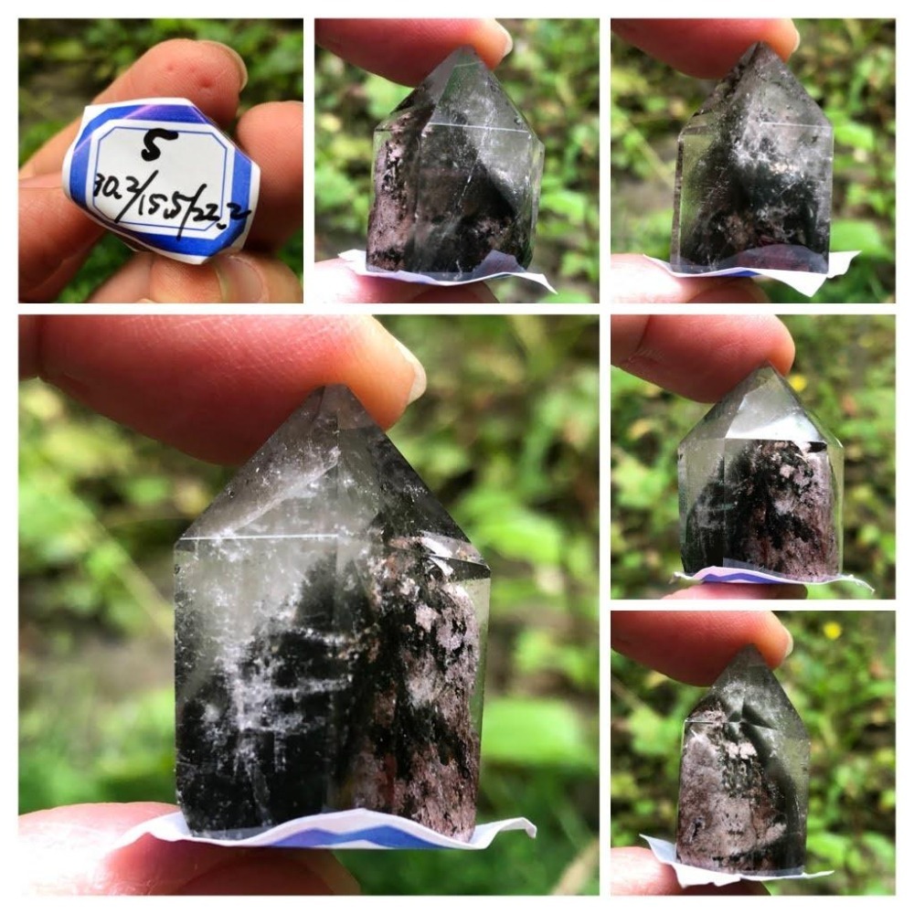 a2組天然水晶極美彩色四季紅千層綠幽靈風景石鬼佬財神晶柱晶簇擺件風水擺飾數款任選其一-細節圖6