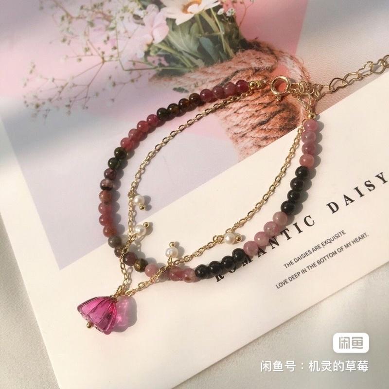 仙女版天然巴西西瓜碧璽手鏈手鍊手串925銀設計款手珠3.8mm-細節圖3