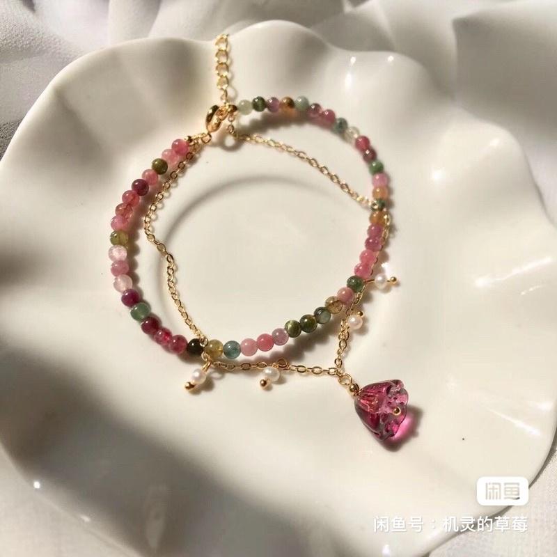 仙女版天然巴西西瓜碧璽手鏈手鍊手串925銀設計款手珠3.8mm-細節圖4