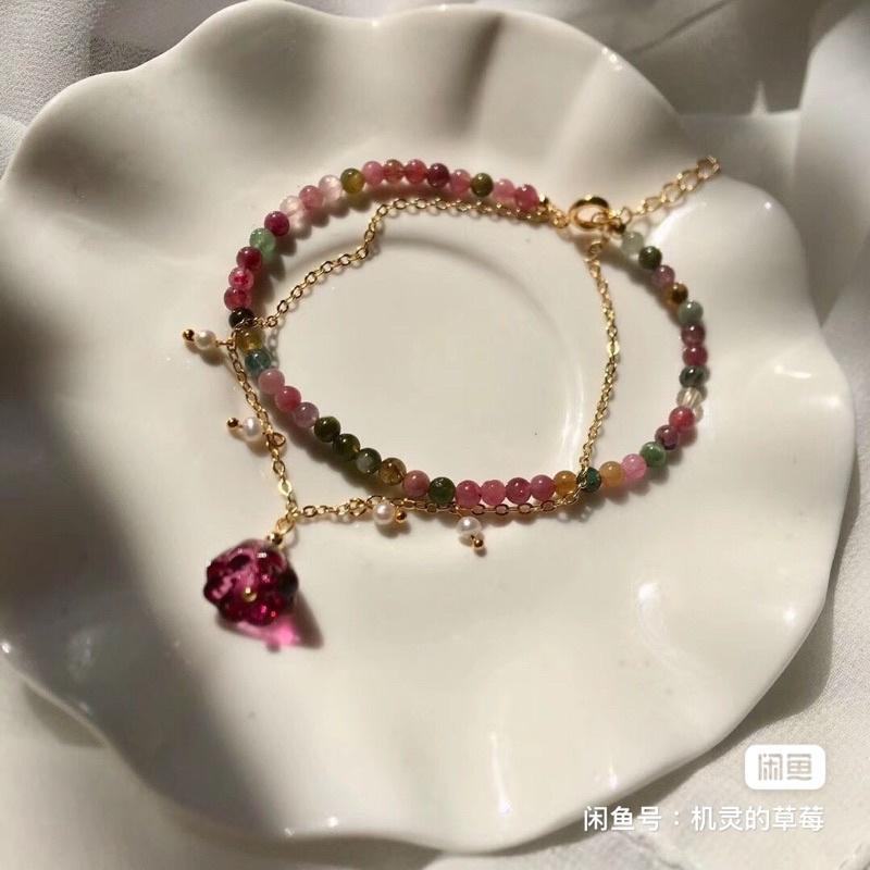 仙女版天然巴西西瓜碧璽手鏈手鍊手串925銀設計款手珠3.8mm-細節圖5