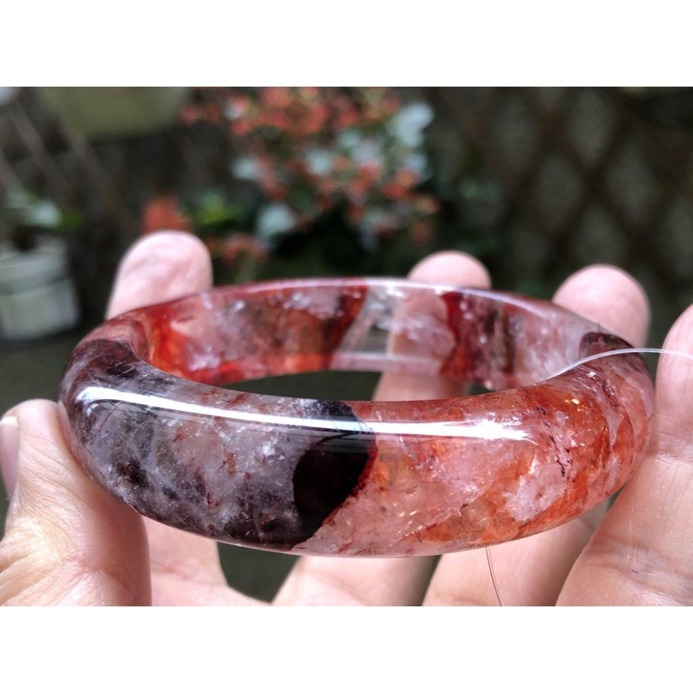 18.14圍美鐲滿絲透料寬版天然紅水晶紅膠花手鐲鐲子玉鐲手環招財珠寶玉石首飾飾品-細節圖2